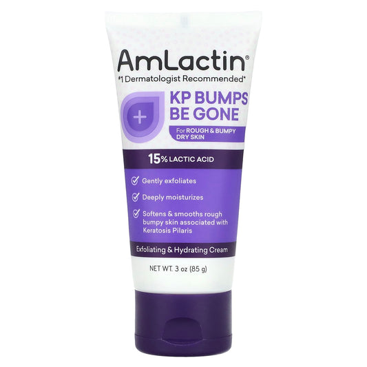 AmLactin KP Bumps Be Gone - 3 oz Keratosis Pilaris Moisturizing Cream with 15% Lactic Acid - Exfoliator and Moisturizer for Dry, Rough and Bumpy Skin