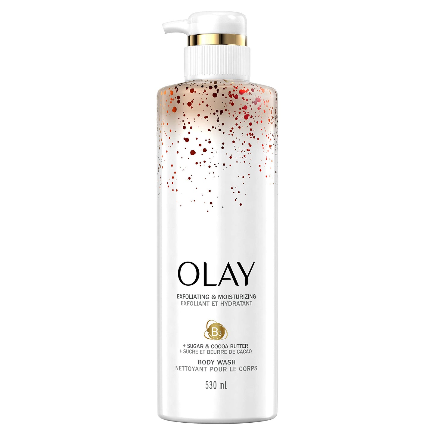 OLAY gel douche exfoliant au sucre et au beurre de cacao