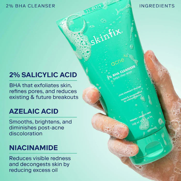 SKINFIX Acne+ 2% BHA + Azelaic Acid + Niacinamide + AHA Cleanser